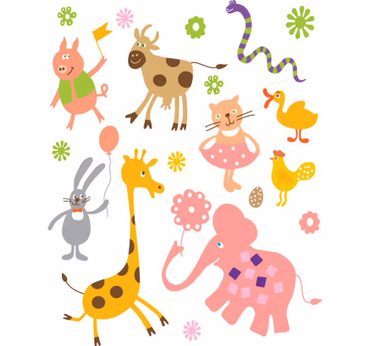 Kids roller blind animal drawings sticker - TenStickers