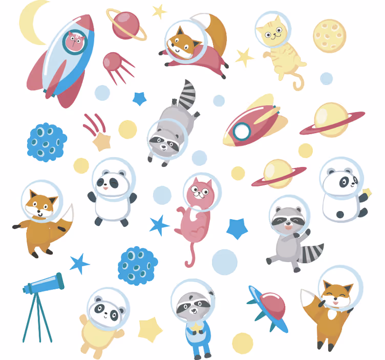 Kids roller blind space animals - TenStickers