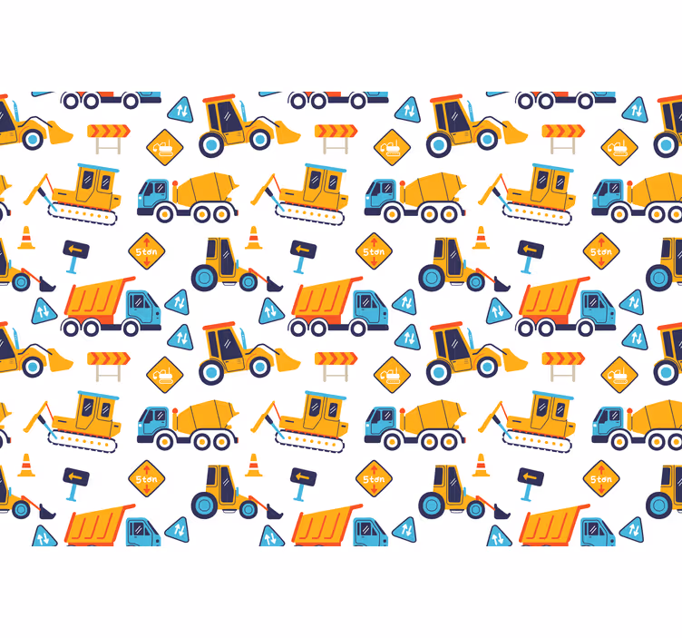 Kids roller blind cartoon construction site - TenStickers