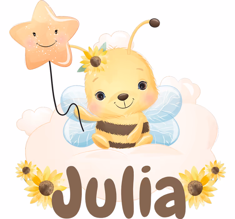 Kids roller blind cute animals bee with name - TenStickers