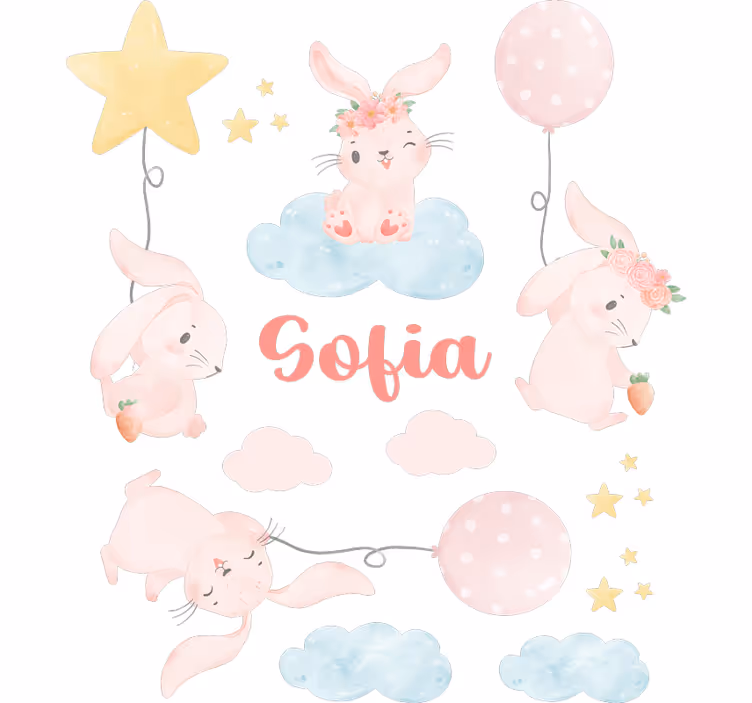 Kids roller blind pink balloons with bunnies - TenStickers