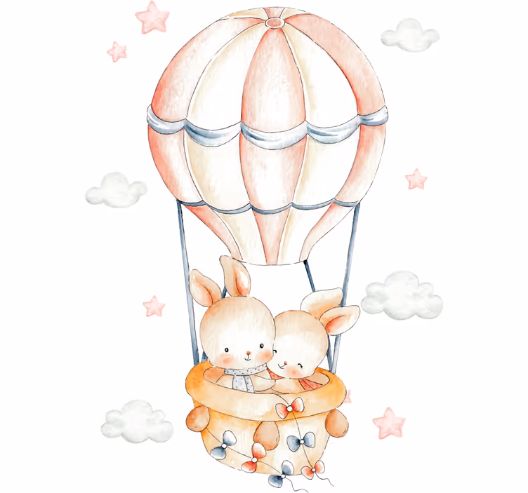 Kids roller blind bunny hot air balloon - TenStickers