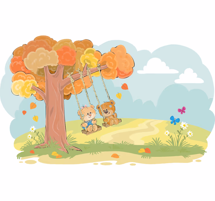 Kids roller blind teddy bears in the woods - TenStickers