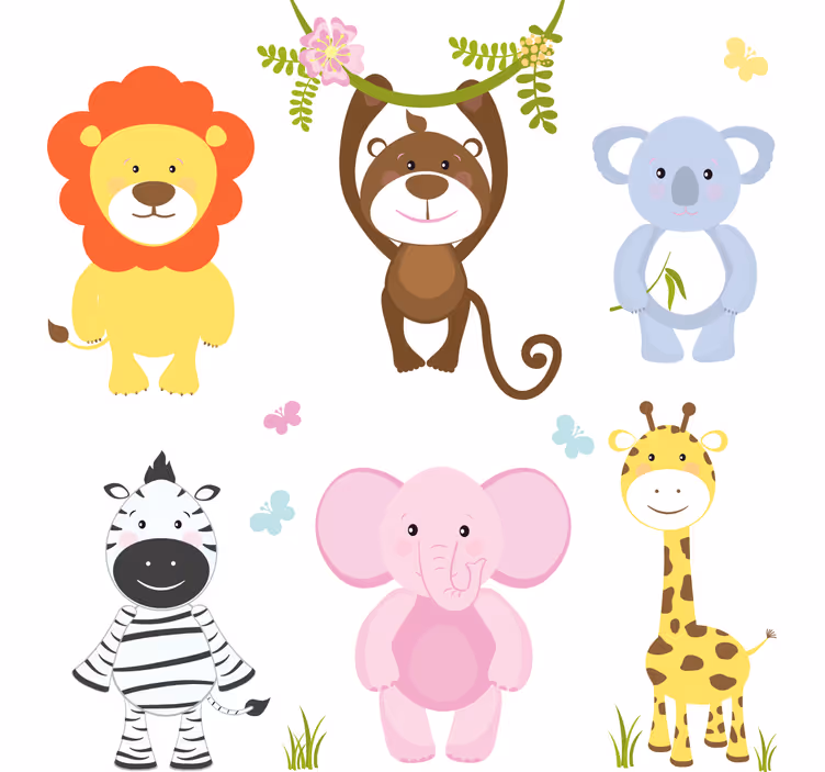 Kids roller blind featuring colorful baby animals - TenStickers