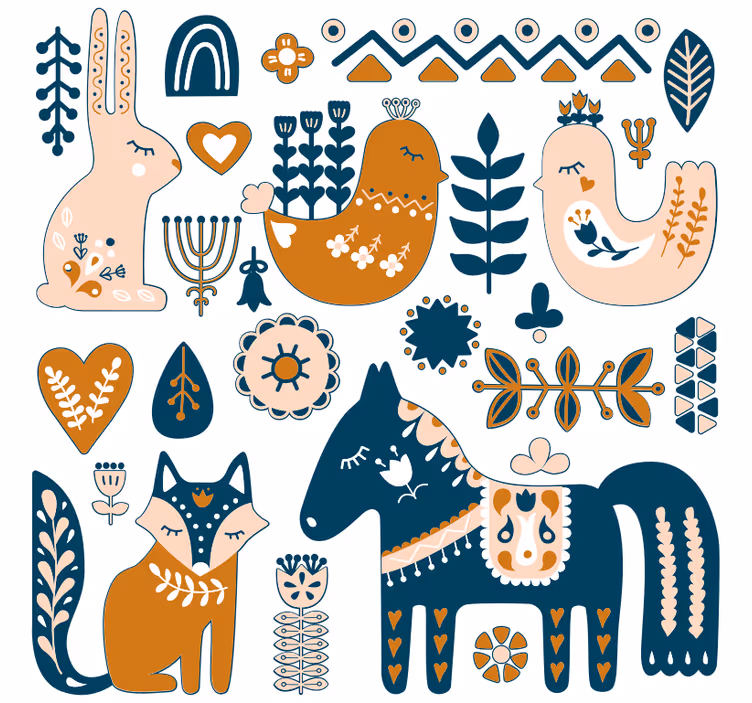 Kids roller blind forest animals nordic design - TenStickers