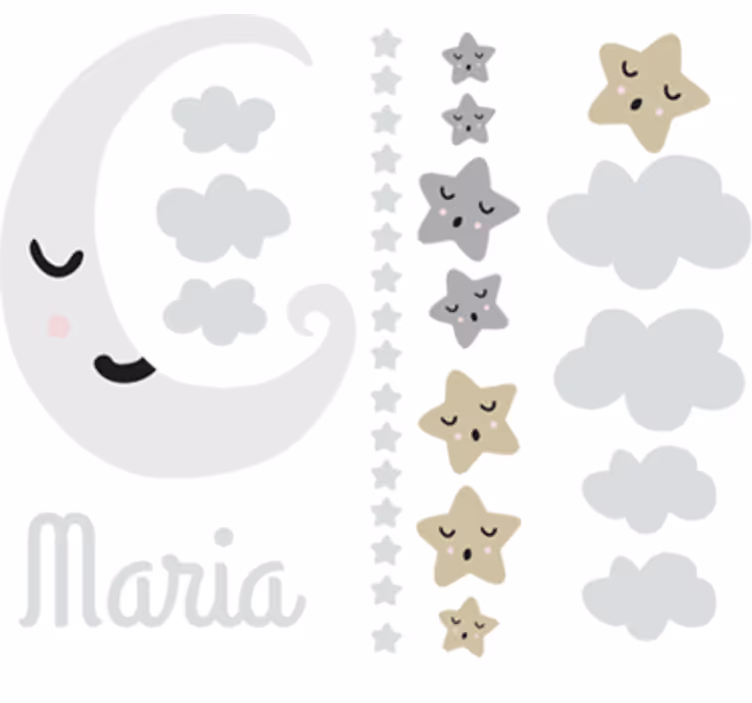 Kids roller blind customizable moon and stars - TenStickers