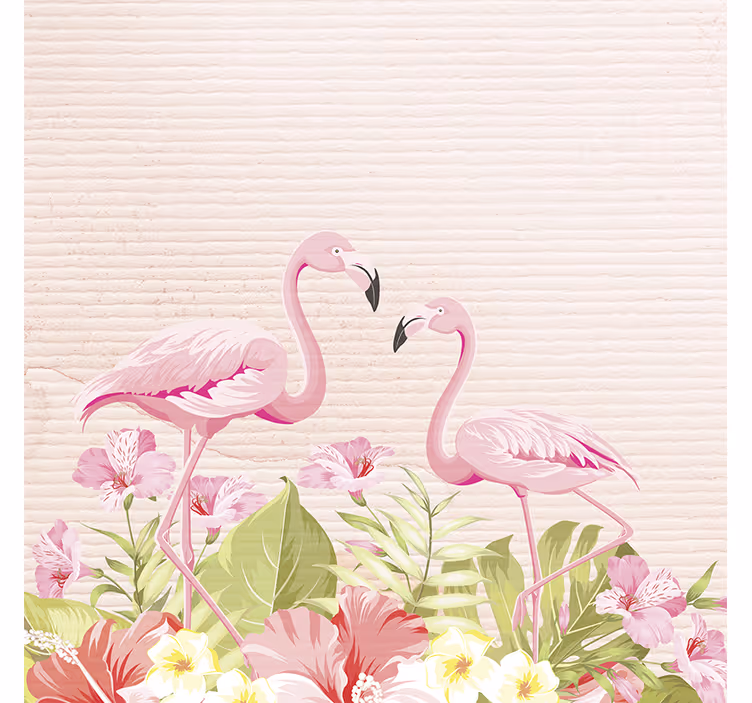 Kids roller blind tropical flowers and flamingos - TenStickers