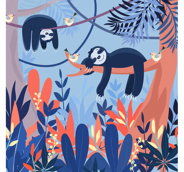 Kids roller blind with sleeping animals in forest - TenStickers