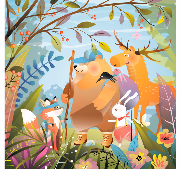 Kids roller blind animal friends in the forest - TenStickers