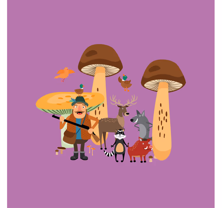 Kids roller blind birds in mushroom forest - TenStickers