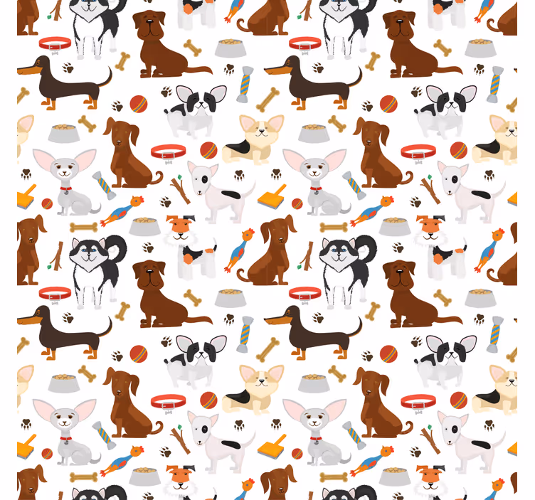 Kids roller blind featuring adorable mixed puppies - TenStickers