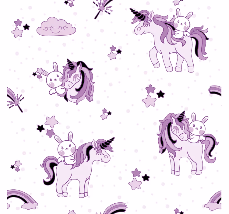 Kids roller blind with unicorns and rabbits in stars - TenStickers