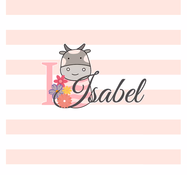 Kids roller blind cute cow with name - TenStickers