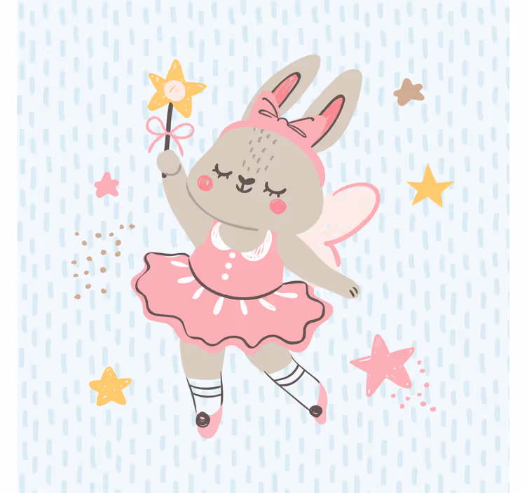 Kids roller blind rabbit fairy design with stars - TenStickers