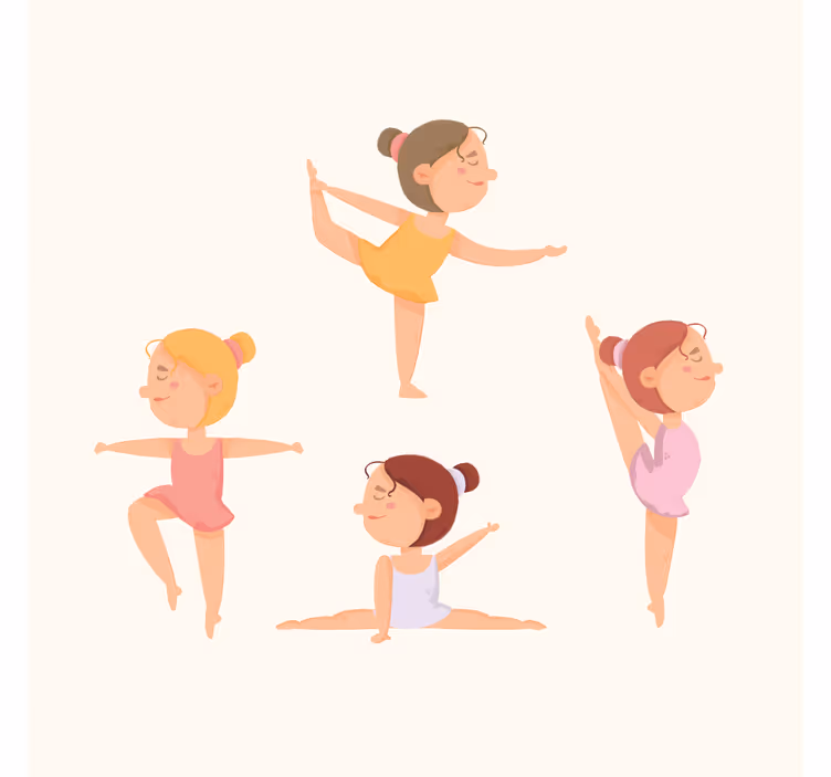 Kids roller blind set of stretching ballerinas - TenStickers