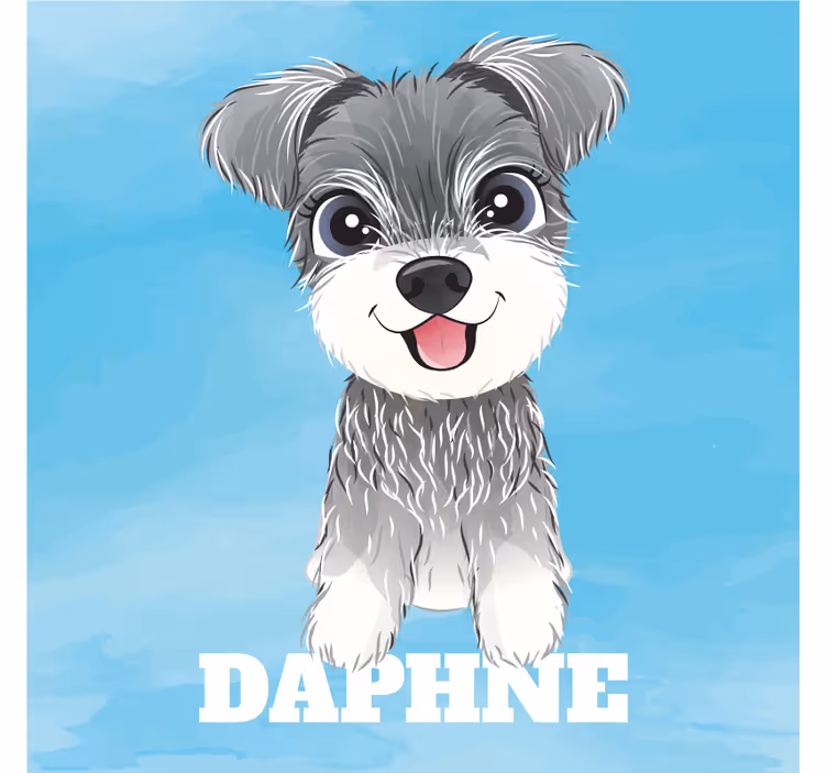 Kids roller blind with schnauzer illustration and name - TenStickers