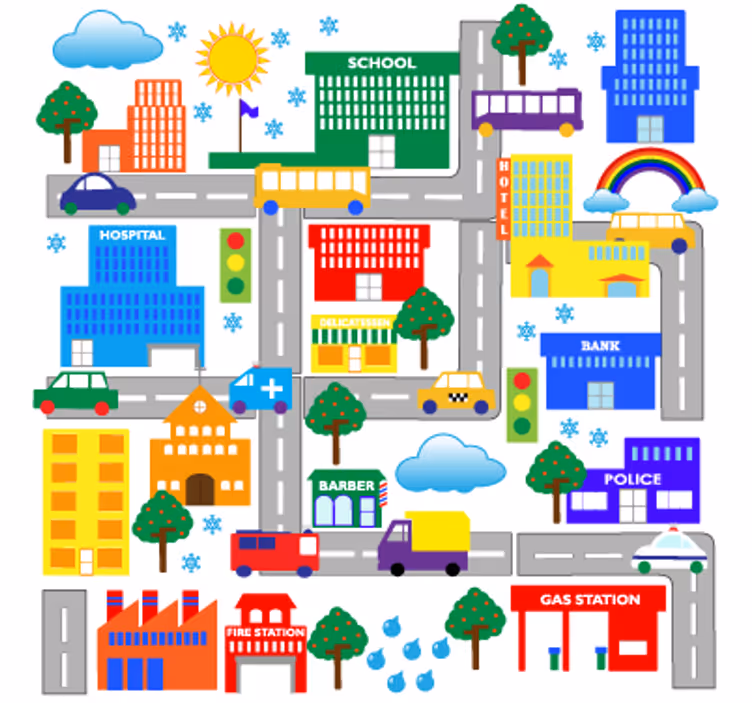 Kids roller blind cityscape vinyl for children - TenStickers