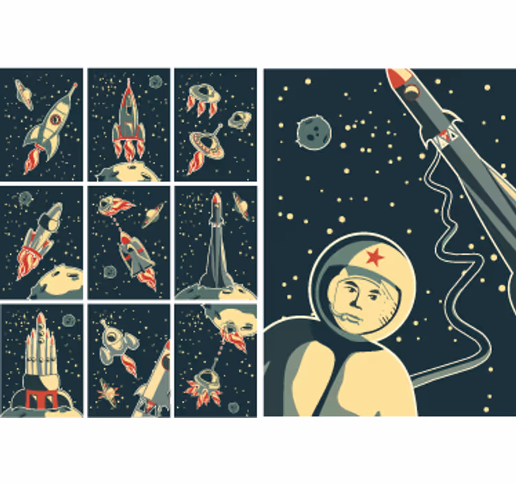 Kids roller blind space-themed stickers - TenStickers