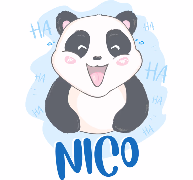 Kids roller blind baby panda surprised by name - TenStickers