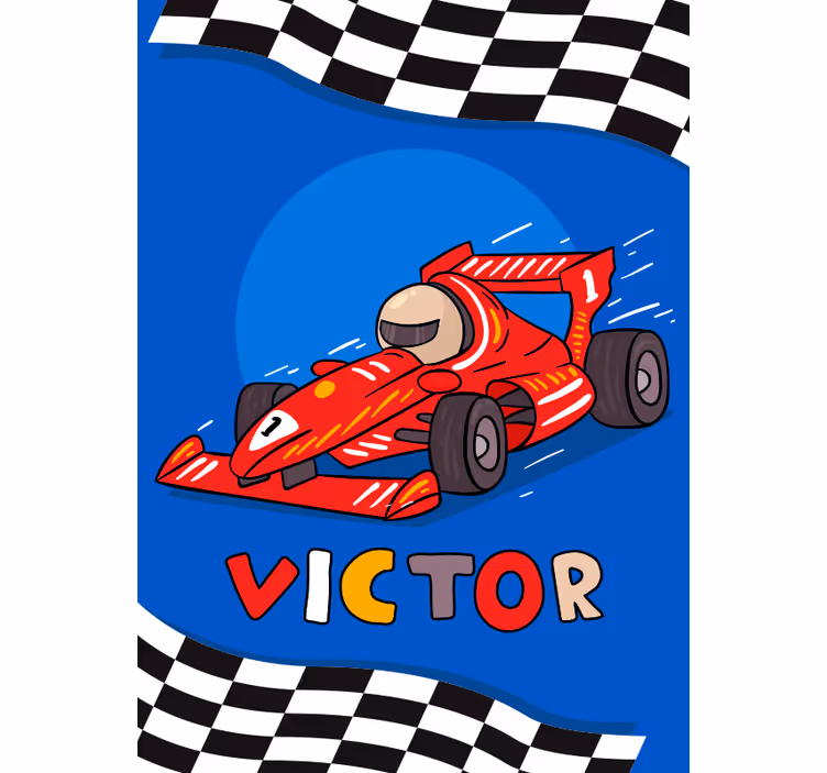 Kids roller blind formula 1 themed design - TenStickers