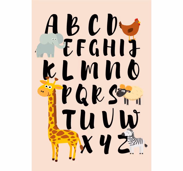 Kids roller blind with animals playing with letters - TenStickers
