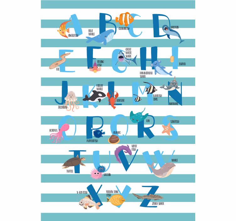 Kids roller blind ocean alphabet - TenStickers