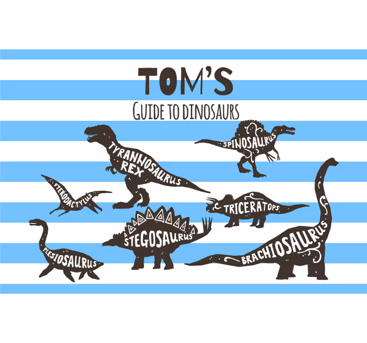 Kids roller blind with personalised dinosaur names - TenStickers