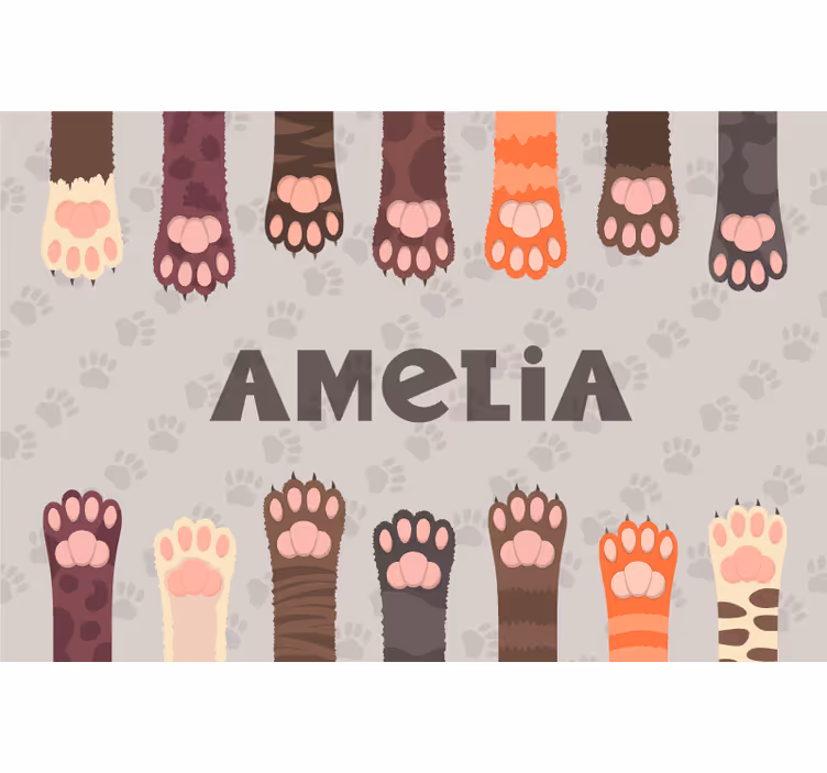 Kids roller blind with fluffy multicolored cat paws - TenStickers