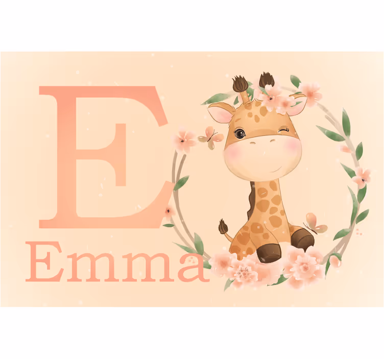 Kids roller blind cute giraffe for girl with name - TenStickers