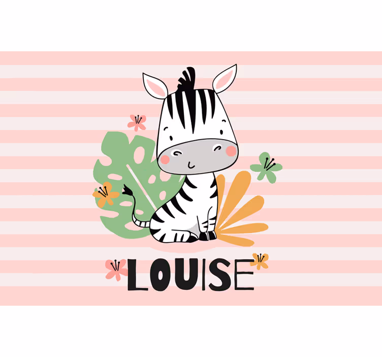Kids roller blind beautiful zebra with name - TenStickers