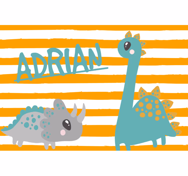 Kids roller blind dinosaur blue and orange - TenStickers