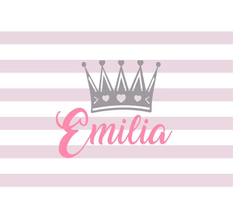 Kids roller blind silver crown with pink name - TenStickers