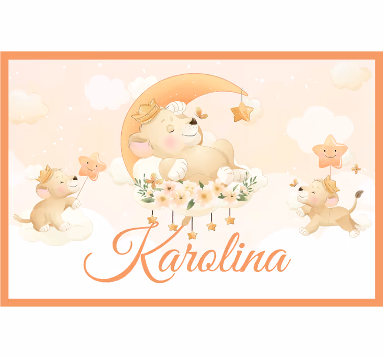 Kids roller blind cute animals lion with name - TenStickers