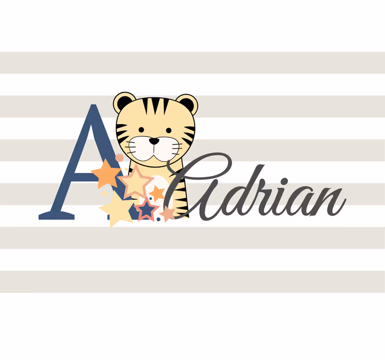 Kids roller blind cute animals tiger with name - TenStickers