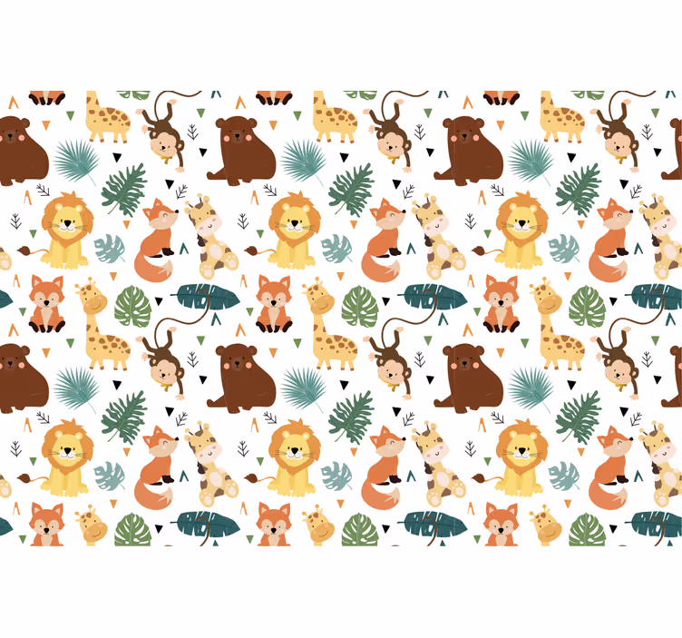 Kids roller blind featuring cute wild animals and leaves - TenStickers