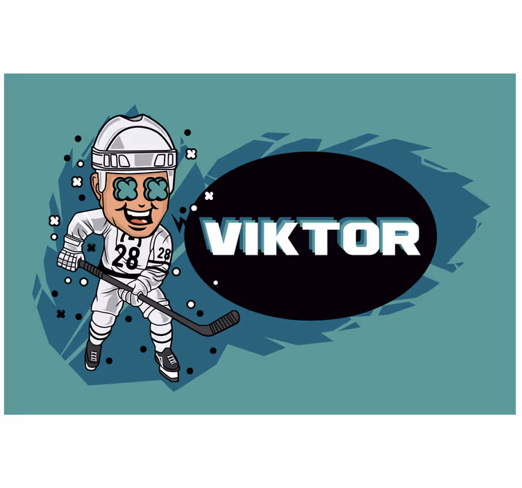 Kids roller blind funny hockey player design - TenStickers
