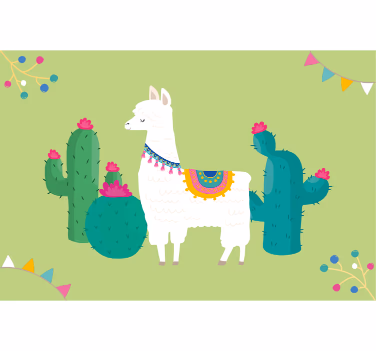 Kids roller blind colorful llamas illustration - TenStickers