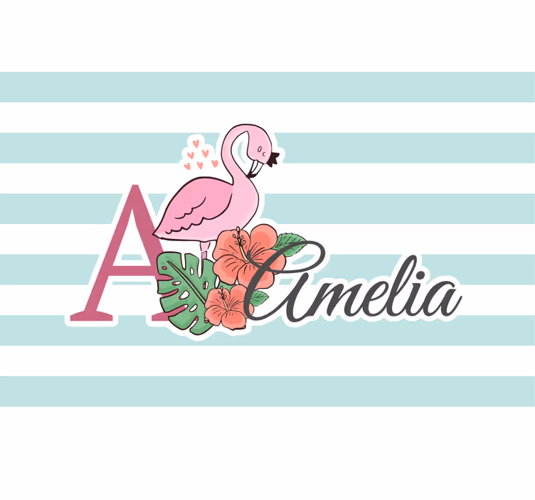 Kids roller blind cute flamingo animals with name - TenStickers