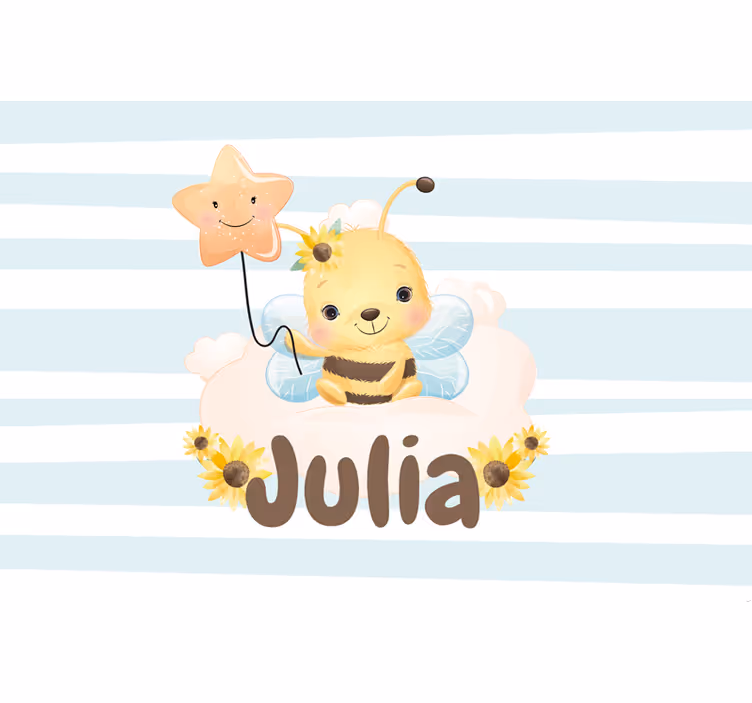 Kids roller blind cute bee animal with name - TenStickers