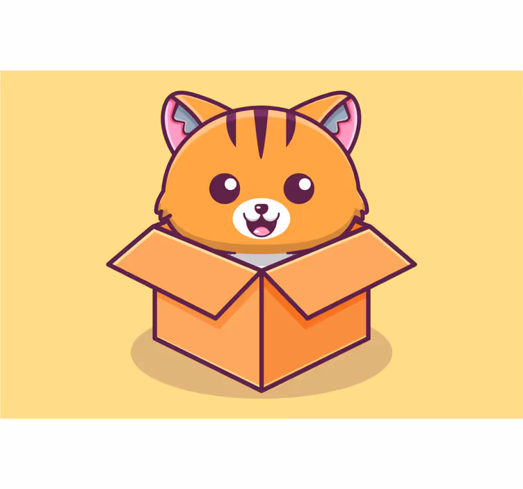 Kids roller blind cat in a box - TenStickers
