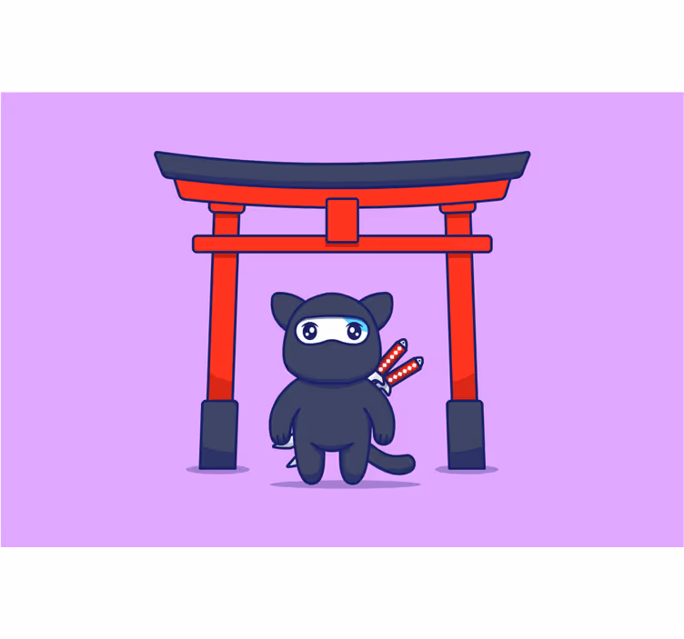 Kids roller blind ninja cat design - TenStickers