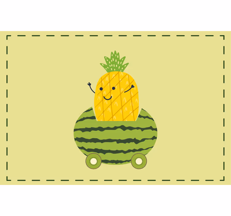 Kids roller blind with funny pineapple in a car pattern - TenStickers