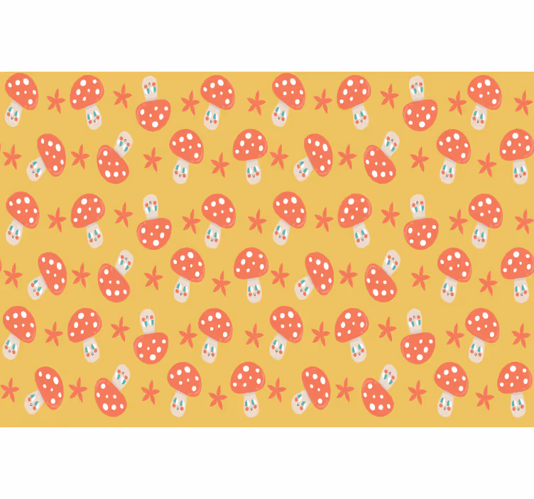 Kids roller blind with smiling mushrooms on yellow - TenStickers