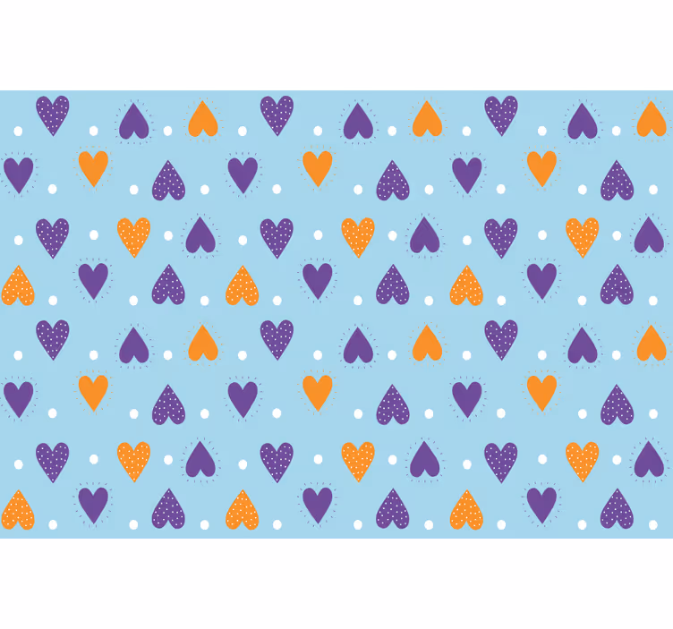 Kids roller blind purple and orange hearts on blue - TenStickers