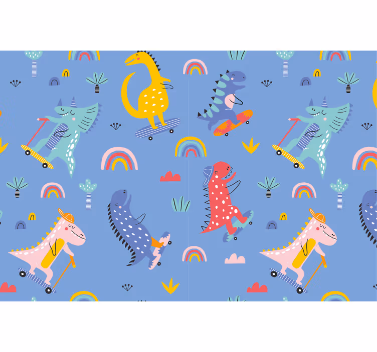 Kids roller blind cute skater dinosaurs - TenStickers