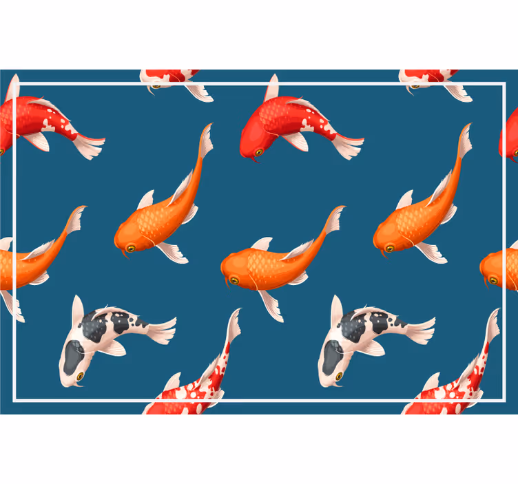Kids roller blind koi fish pattern blue background - TenStickers