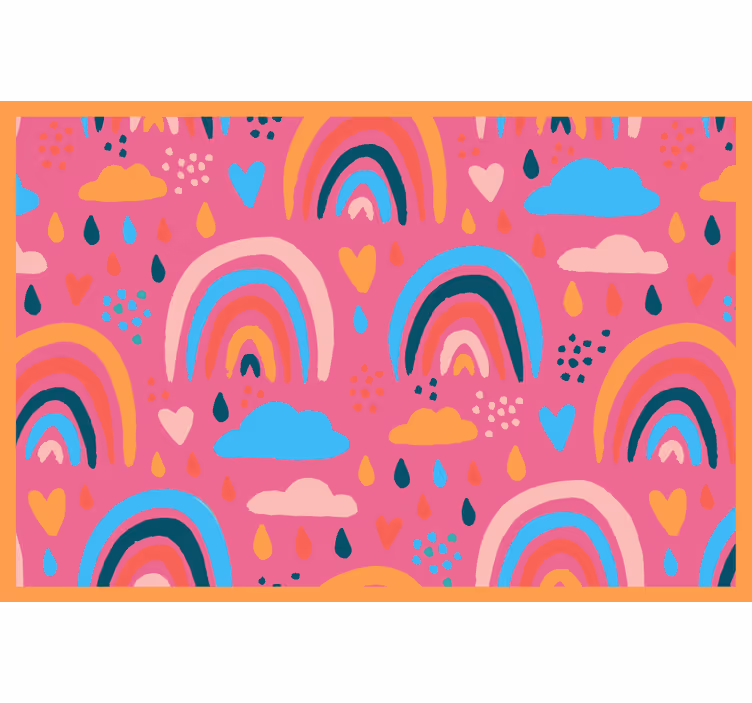 Kids roller blind minimalistic rainbows pink background - TenStickers