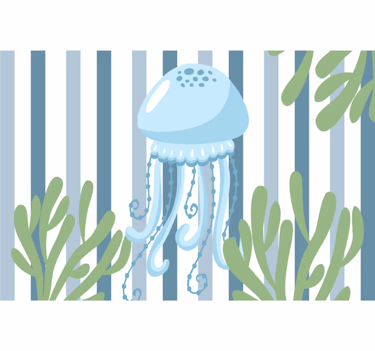 Kids roller blind blue jellyfish sea creatures - TenStickers