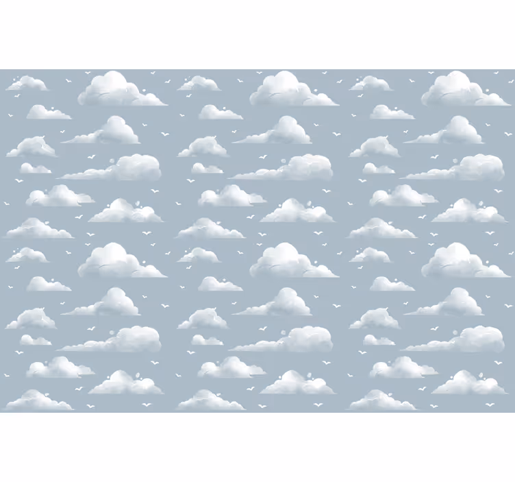 Kids roller blind gray 80s clouds and birds design - TenStickers
