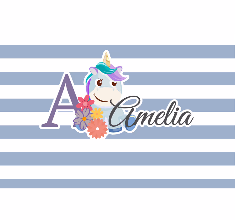 Kids roller blind cute unicorn animals with name - TenStickers